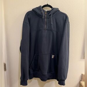 Carhartt Men's Navy Rain Defender Loose Fit Quarter Zip Sweatshirt Size L Tall